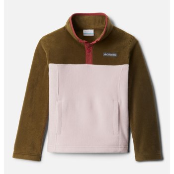 Columbia Pullover Jongens, Steens Mountain 1/4 Snap Fleece Roze Olijfgroen, 01DYXJUEH